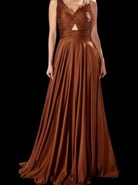 Ladivine Satin A-Line Dress NWT Sienna Brown Size 8